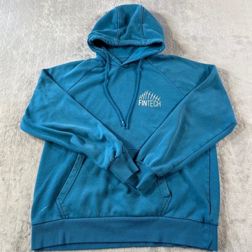 Fintech Hoodie Mens Medium Blue Pullover Fishing Outdoor‎ Casual Sweatshirt